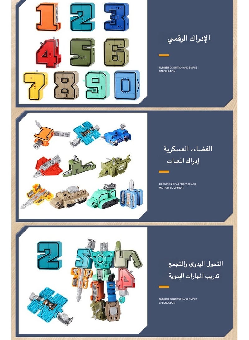 Number Transforming Robot Toy Set - 10-in-1 STEM Learning Kit for Kids, Buildable Dinosaur Car Mecha with Motor Skills Training  - Image 4
