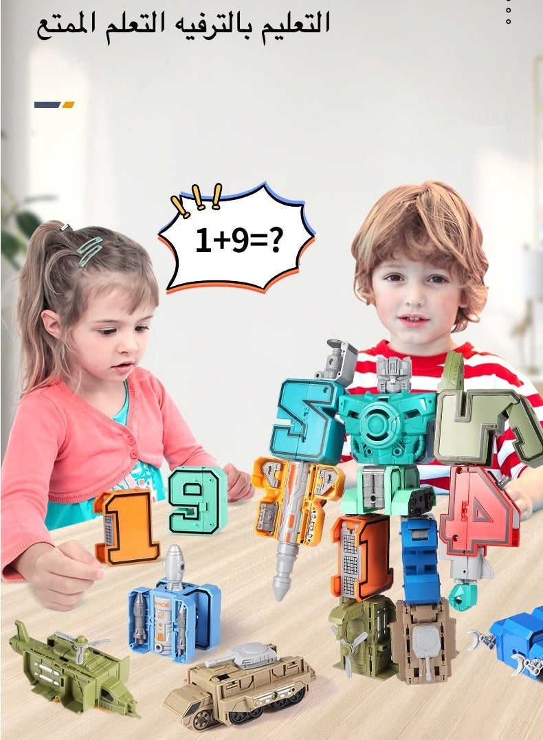 Number Transforming Robot Toy Set - 10-in-1 STEM Learning Kit for Kids, Buildable Dinosaur Car Mecha with Motor Skills Training  - Image 3