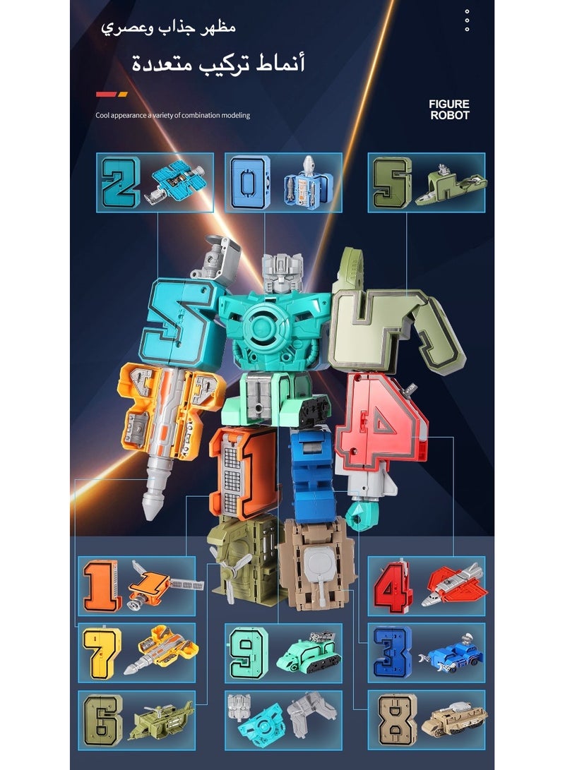 Number Transforming Robot Toy Set - 10-in-1 STEM Learning Kit for Kids, Buildable Dinosaur Car Mecha with Motor Skills Training  - Image 5