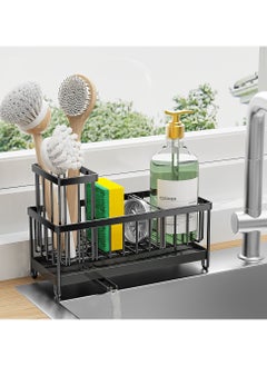 ELFSA Sponge Holder for Kitchen Sink, Sink Caddy with High Brush Holder, Kitchen Sink Organizer Countertop Rustproof 304 Stainless Steel , Soap Dispenser Kitchen Organizers and Storage Essentials  - Image 1
