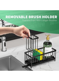 ELFSA Sponge Holder for Kitchen Sink, Sink Caddy with High Brush Holder, Kitchen Sink Organizer Countertop Rustproof 304 Stainless Steel , Soap Dispenser Kitchen Organizers and Storage Essentials  - Image 3
