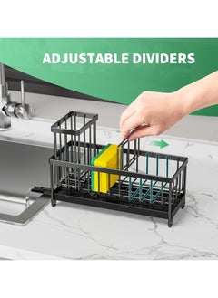 ELFSA Sponge Holder for Kitchen Sink, Sink Caddy with High Brush Holder, Kitchen Sink Organizer Countertop Rustproof 304 Stainless Steel , Soap Dispenser Kitchen Organizers and Storage Essentials  - Image 4