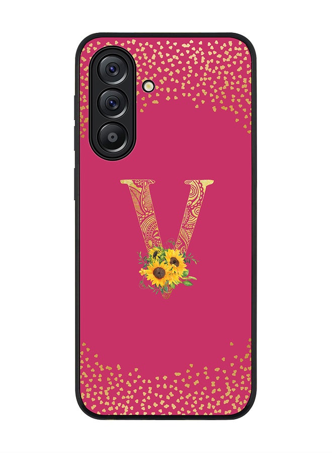 Stylizedd For Samsung Galaxy A36 5G Case,Slim fit Camera Protection, Shockproof Thin Phone cover  - Custom Floral Monogram - V ( Deep Pink ) - Image 1
