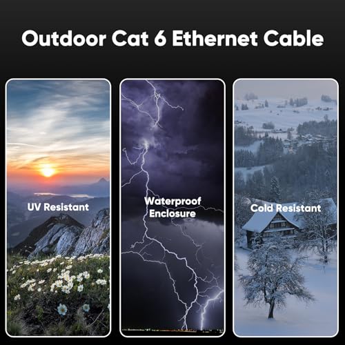 VOIETOLT Cat 6 Outdoor Ethernet Cable 200 ft, 24AWG 10Gbps Cat6 Cable Cord Waterproof Direct Burial LLDPE UV Jacket, Internet Network Cable with 60 Ties Support Cat6 Cat5e Cat5, CCA, UTP for PC - Image 2