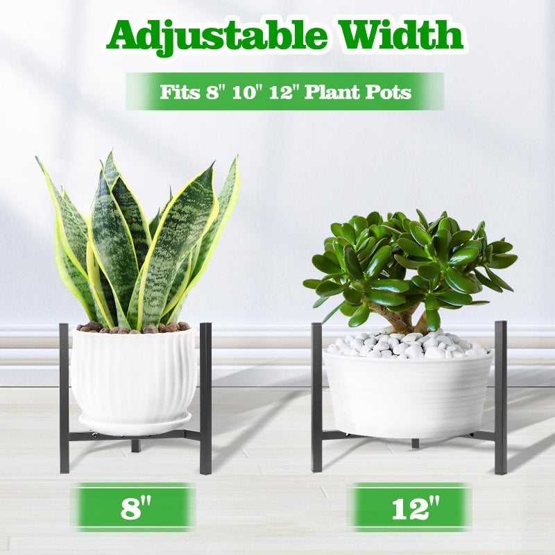 Airpark Plant Stand Indoor Adjustable, Metal Modern Plant Stands, Heavy Duty Stable Plant Pot Flower Holder Indoor Outdoor Corner, Fit 8 9 10 11 12 inch Pots, Black (Pot & Plant Not Included) - Image 2