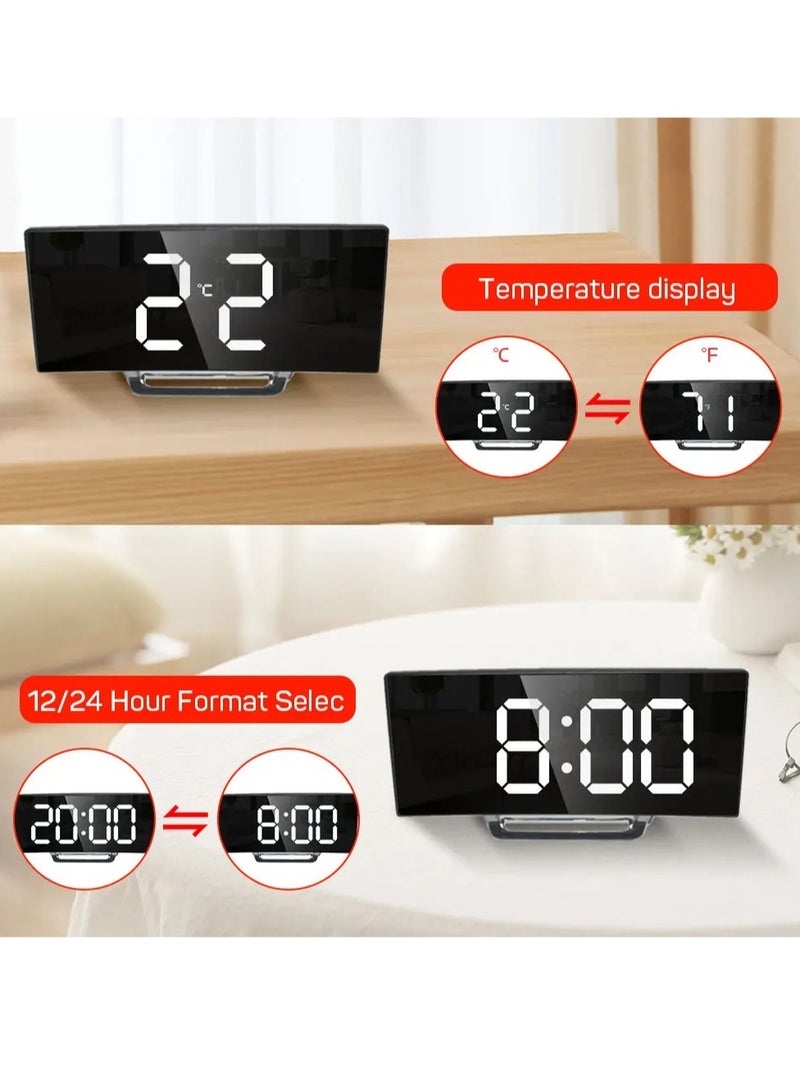 AROAQ Curved Screen Clock, Digital LED Alarm Clock With Temperature Display, Portable Table Clock With Snooze And Night Mode, Durable Electronic Clock With 2 Light Brightness Levels, (1pc, Green)  - Image 5