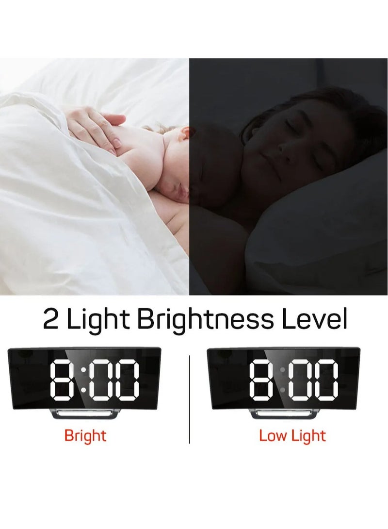 AROAQ Curved Screen Clock, Digital LED Alarm Clock With Temperature Display, Portable Table Clock With Snooze And Night Mode, Durable Electronic Clock With 2 Light Brightness Levels, (1pc, Green)  - Image 2