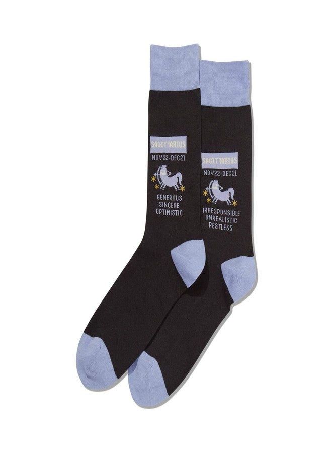Hot Sox Mens Sagittarius Zodiac Crew Socks, Mens Shoe Size 6-12.5, Black - Image 1