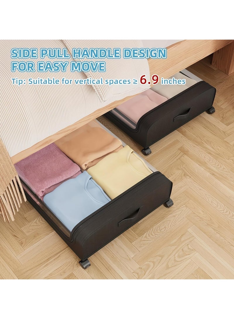 Bukela Under Bed Storage with Wheels, 2-Pack Under Bed Storage Containers with Clear Lids, Under Bed Shoe Storage Organizer, Rolling Under Bed Metal Drawer for Clothes,Toys (Black, 2Pack) - Image 5