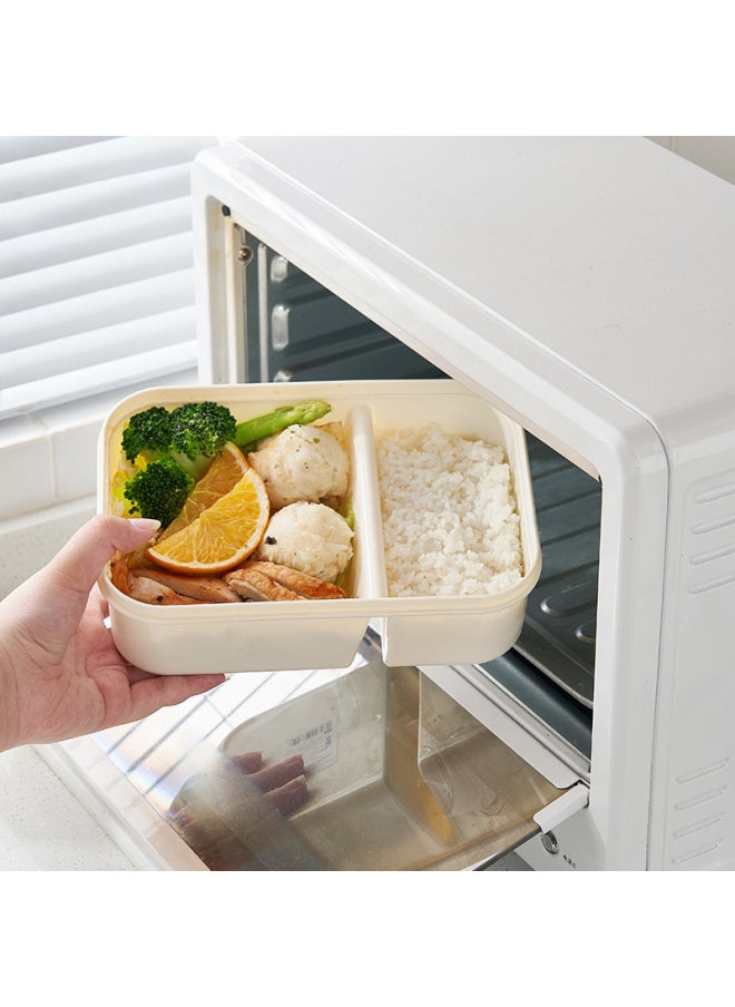 Generic - Smiley Face Compartment Lunch Box Office Worker Lunch Box With Fork Spoon Microwave Oven Heating Student Lunch Box Crisper-Specifications:Single Layer-yellow - Image 1