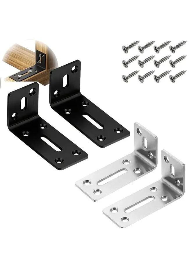 4pcs Black L Shaped Corner Braces 40x80x35mm Heavy Duty Metal Furniture Brackets - Image 2