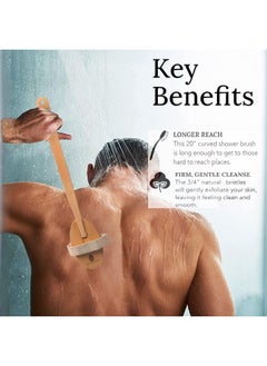 UrbanMooch Long Handle Wooden Bath Brush For Men | Natural Bristles | Detachable | Dry Brushing Removes Dead Skin, Treats Cellulite & Stimulates Blood Flow | Back Scrubber For Shower  - Image 5