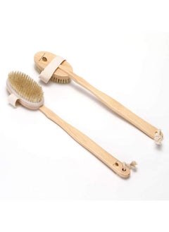 UrbanMooch Long Handle Wooden Bath Brush For Men | Natural Bristles | Detachable | Dry Brushing Removes Dead Skin, Treats Cellulite & Stimulates Blood Flow | Back Scrubber For Shower  - Image 1