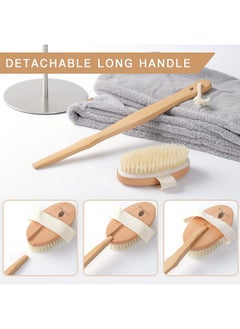 UrbanMooch Long Handle Wooden Bath Brush For Men | Natural Bristles | Detachable | Dry Brushing Removes Dead Skin, Treats Cellulite & Stimulates Blood Flow | Back Scrubber For Shower  - Image 4