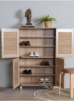 DANUBE HOME Niva 18-Pair Shoe Cabinet Modern Design Furniture Wooden Shoe Organizer For Entryway Hallway Living Room Made In Malaysia Shoe Storage Rack L76.8xW33.6xH123.5 cm - Brown  - Image 2