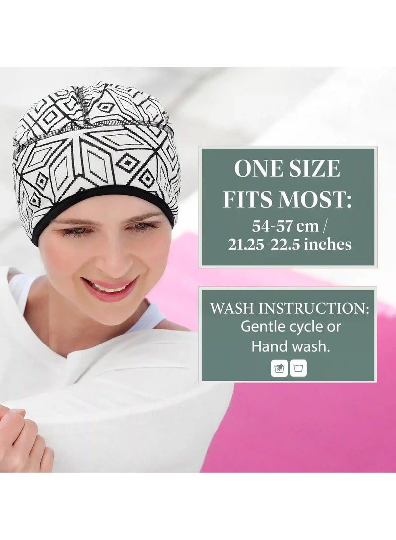 رنگ غطاء رأس أبيض هندسي للنساء - قبعة نسائية - Image 4