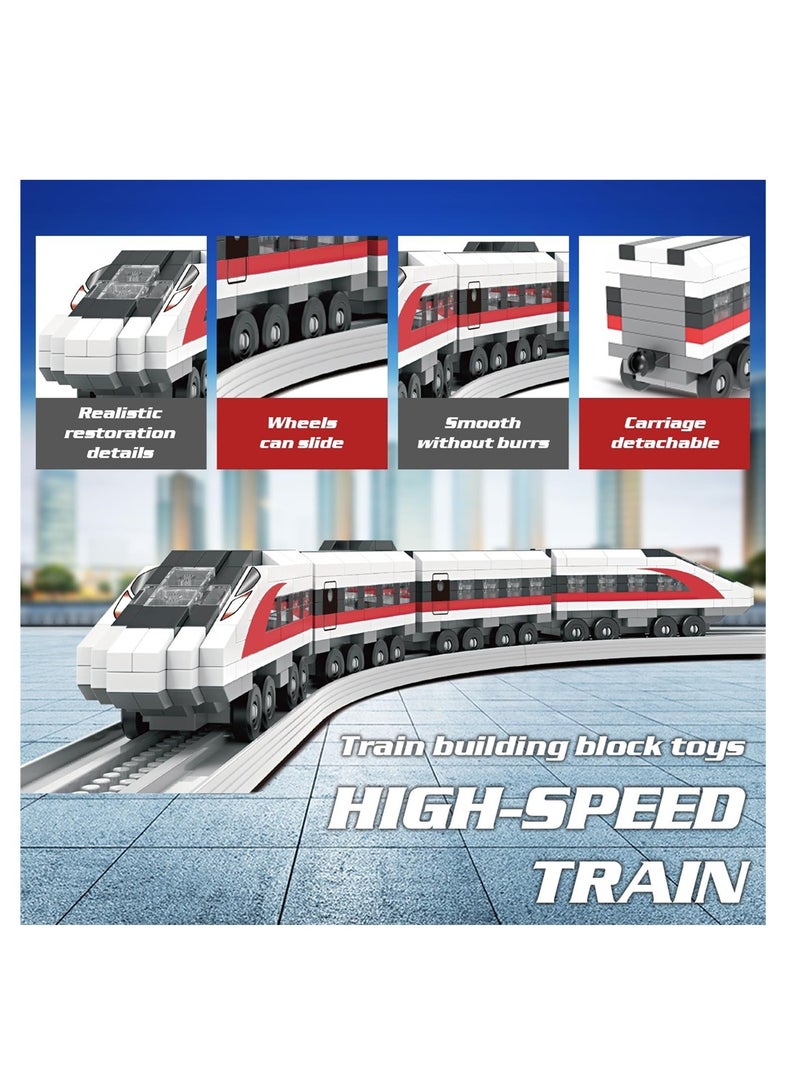 كاست ويف مجموعات مكعبات بناء القطارات نموذج قطار عالي السرعة ألعاب بناء مجموعات الطوب الصغيرة مع مسارات القطارات DIY البناء التعليمي 624 قطعة الطوب للأطفال 8+ - Image 3