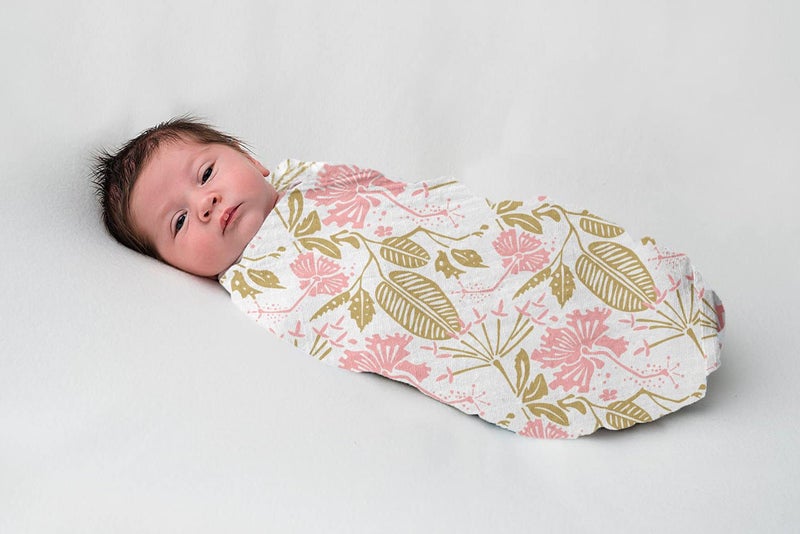 Kiddery Swaddle Wraps Flower 100 Cotton Muslin Essential Summer Blankets Cum Wrap for New Born Baby Boy 012 Months Set of 1 Pink