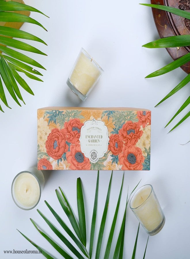 House of Aroma مجموعة هدايا هاوس أوف أروما، عبوة من 3 شموع معطرة - مجموعة الحديقة المسحورة | مصنوعة من شمع البارافين، وشمع العسل، وشمع الصويا، والزيوت العطرية، تحترق لمدة 20-24 ساعة | هدية شموع معطرة لتزيين المنزل - Image 2