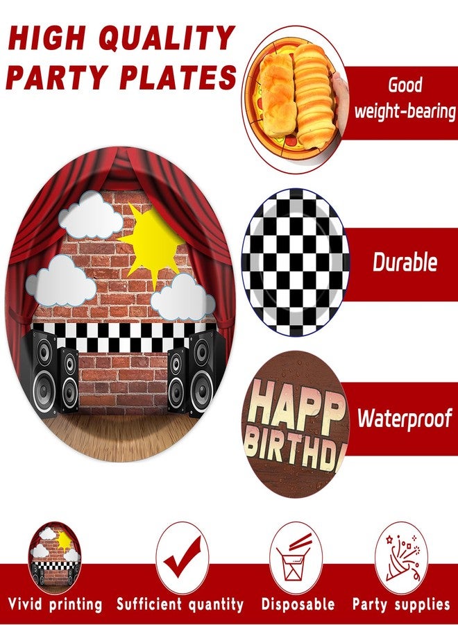 MinFyberd 24Pcs Night Party Decorations Horror Game Paper Plates 7 Inch Red Brick Black and White Checkered Pizza Plates Video Game Disposable Tableware for Spooky Creepy Bear Themed Birthday Party Supplies - Image 3