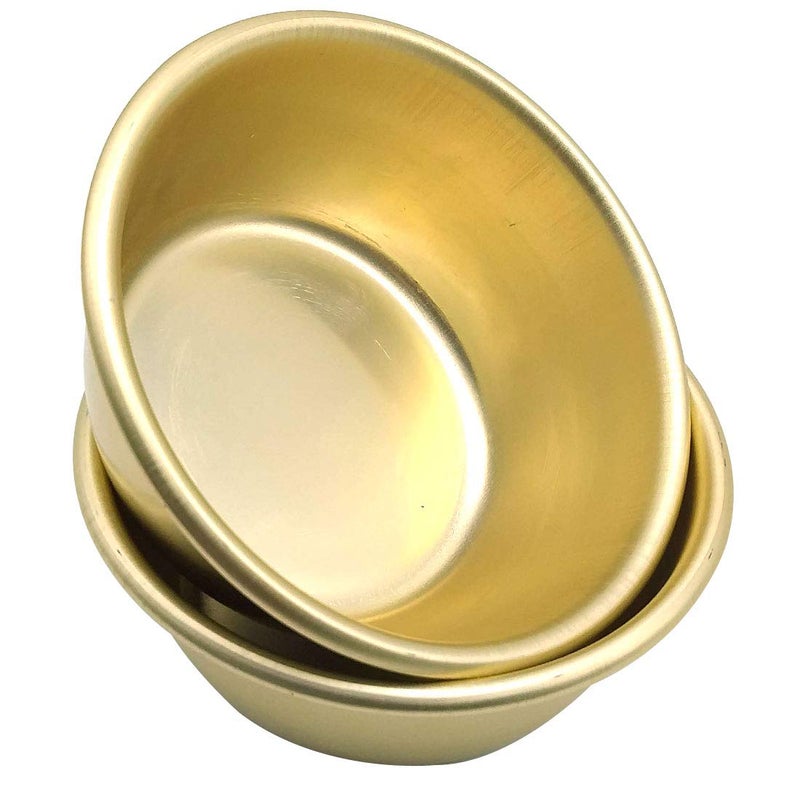 SUPIA Korean Traditional Wine Bowls(No handle)  Korean Wine Bowl  Hiking Soup Dish  BBQ Parties  Camping & All Occasions Aluminum  Yellow 2pcs (5.31 inches) - Image 1