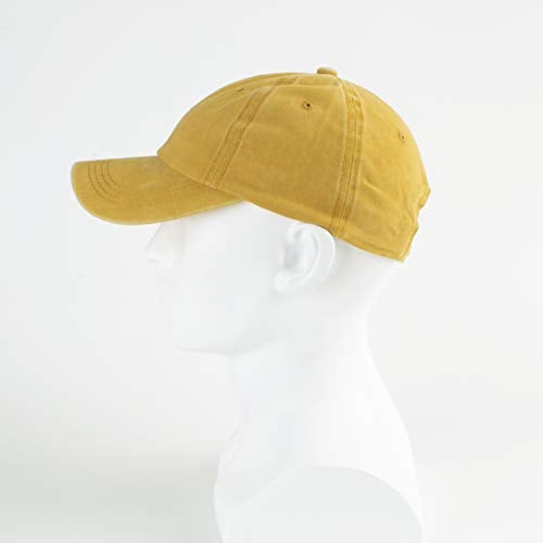 LANGZHEN Unisex Baseball Cap 100% Cotton Fits Men Women Washed Denim Adjustable Dad Hat(Yellow, Large) - Image 4
