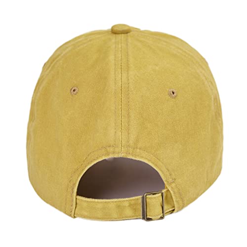 LANGZHEN Unisex Baseball Cap 100% Cotton Fits Men Women Washed Denim Adjustable Dad Hat(Yellow, Large) - Image 3