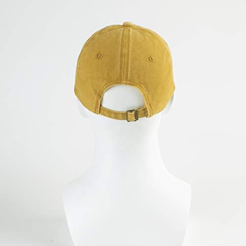 LANGZHEN Unisex Baseball Cap 100% Cotton Fits Men Women Washed Denim Adjustable Dad Hat(Yellow, Large) - Image 5