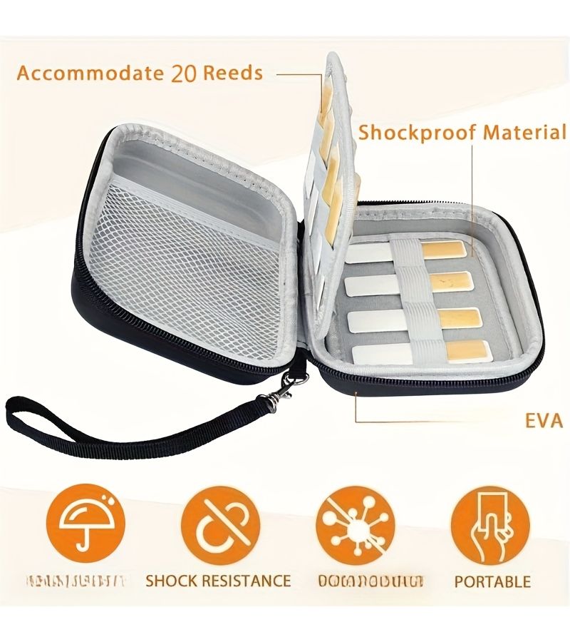 Gray EVA Reed Box Shockproof Portable for Clarinet Saxophone - Image 5