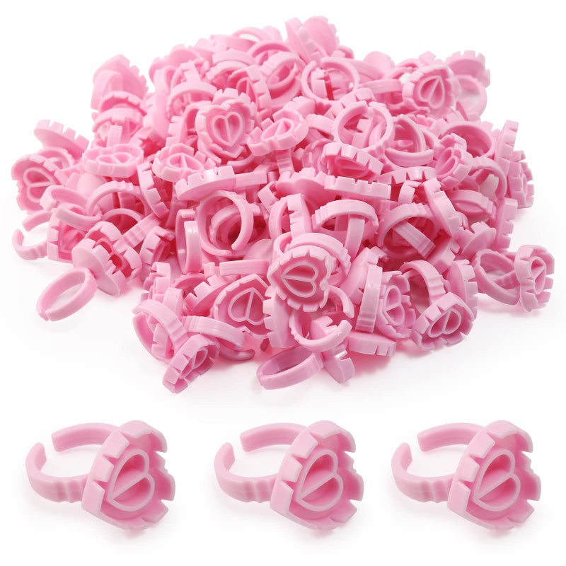 Autdor Glue Rings - Autdor 500Pcs Glue Rings for Eyelash Extensions Pink Lash Glue Rings Pigment Ring Cups Lash Glue Holder for Lash Extension Supplies Makeup Lip Microblading Supplies Nail Art 