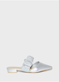 ELLA Ruched Diamante Pointy Toe Flat Shoe  - Image 1
