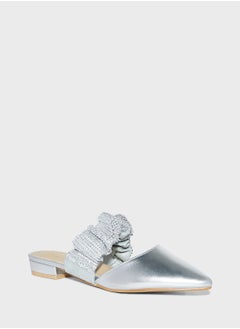 ELLA Ruched Diamante Pointy Toe Flat Shoe  - Image 2