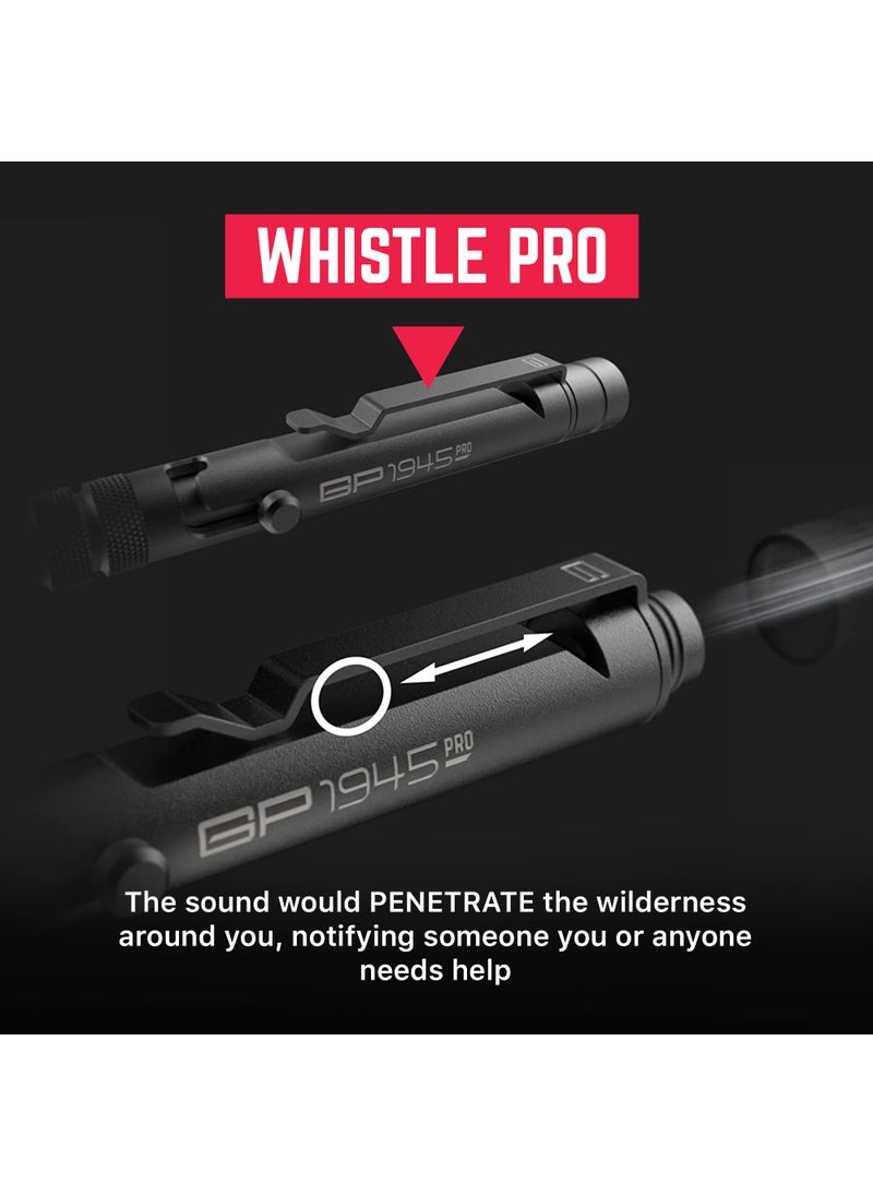 GPCA GPCA - GP 1945 Bolt Action Pen PRO, EDC Pen Multitool with Rescue Whistle, Survival Gear for Camping and Roadtrip, Measurement on grip, Aluminum, Jet Black  - Image 4