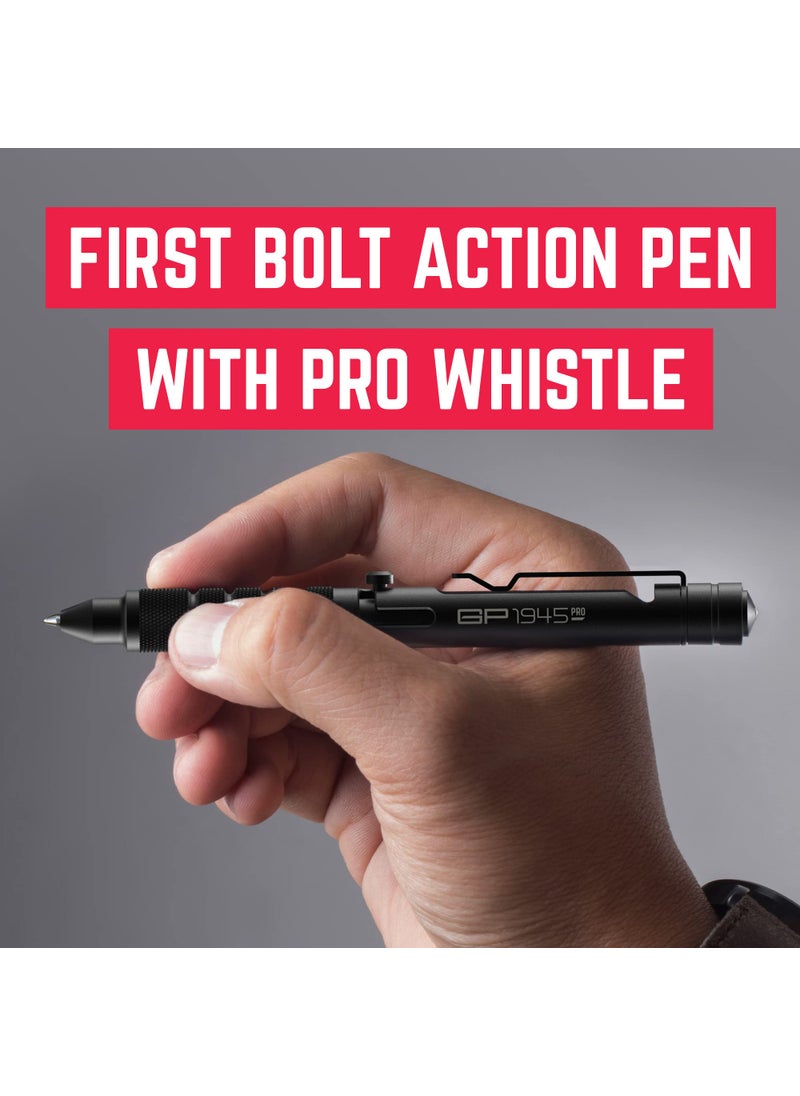GPCA GPCA - GP 1945 Bolt Action Pen PRO, EDC Pen Multitool with Rescue Whistle, Survival Gear for Camping and Roadtrip, Measurement on grip, Aluminum, Jet Black  - Image 2