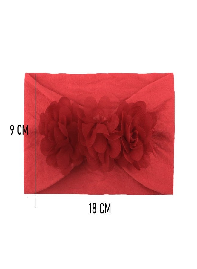 SYGA Baby Girls Nylon Headbands Hairbands Hair Accessories Soft Flower Bow Headband for Newborns, Infants, Toddlers and Kids 0-3 Years (Red) - Image 3