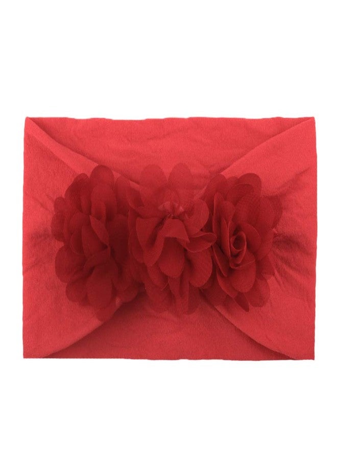 SYGA Baby Girls Nylon Headbands Hairbands Hair Accessories Soft Flower Bow Headband for Newborns, Infants, Toddlers and Kids 0-3 Years (Red) - Image 1