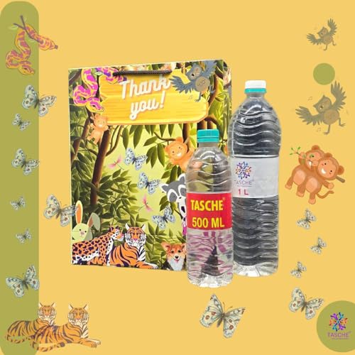 TASCHE Jungle Animal Design Thank You Theme Paper Gift Bags For Return Gifts|Birthday|Holiday Presents (Pack Of 8),Multi Color - Image 5