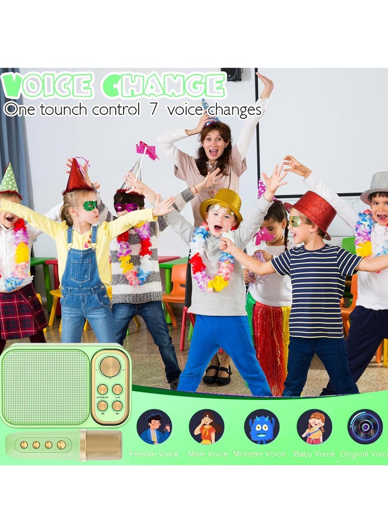 Portable Bluetooth Karaoke Speaker with 2 Wireless Mics - Mini Speaker Microphone Bluetooth Connectivity green. - Image 2