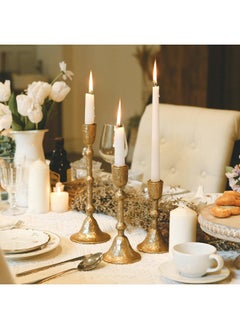 NIKKY HOME NIKKY HOME Gold Taper Candle Holders Set of 3, Vintage Decorative Resin Candlesticks Centerpieces Decor for Dining Room Table Wedding Party Mantle Fireplace  - Image 2