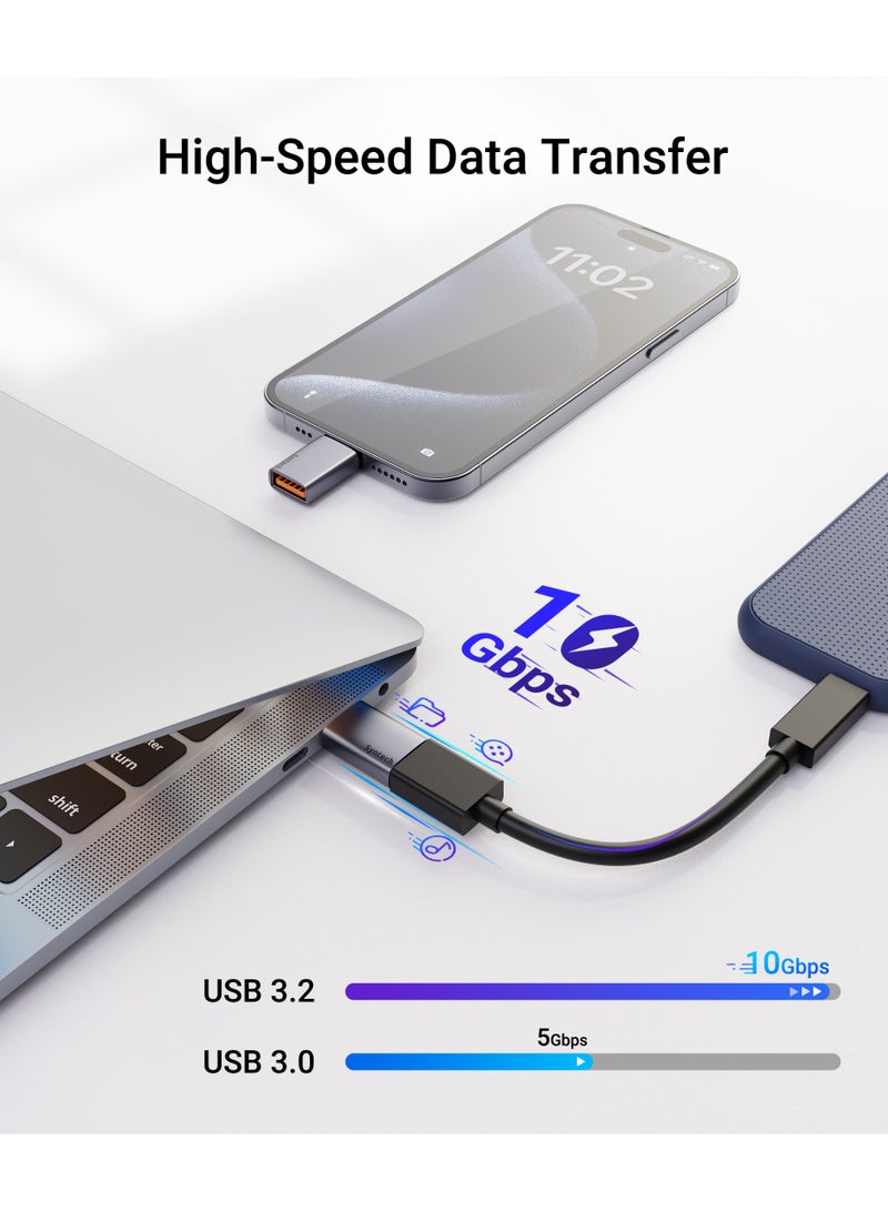 سينتيك محولات Syntech (حزمة من قطعتين) من USB-C إلى USB 3.2 (الجيل الثاني) - سرعة فائقة 10 جيجابت/ثانية - تصميم نحيف ومتجاور - متوافقة مع أجهزة iPhone 16 Pro Max/iPad/iMac/MacBook Pro و Thunderbolt 4/3 - Image 4