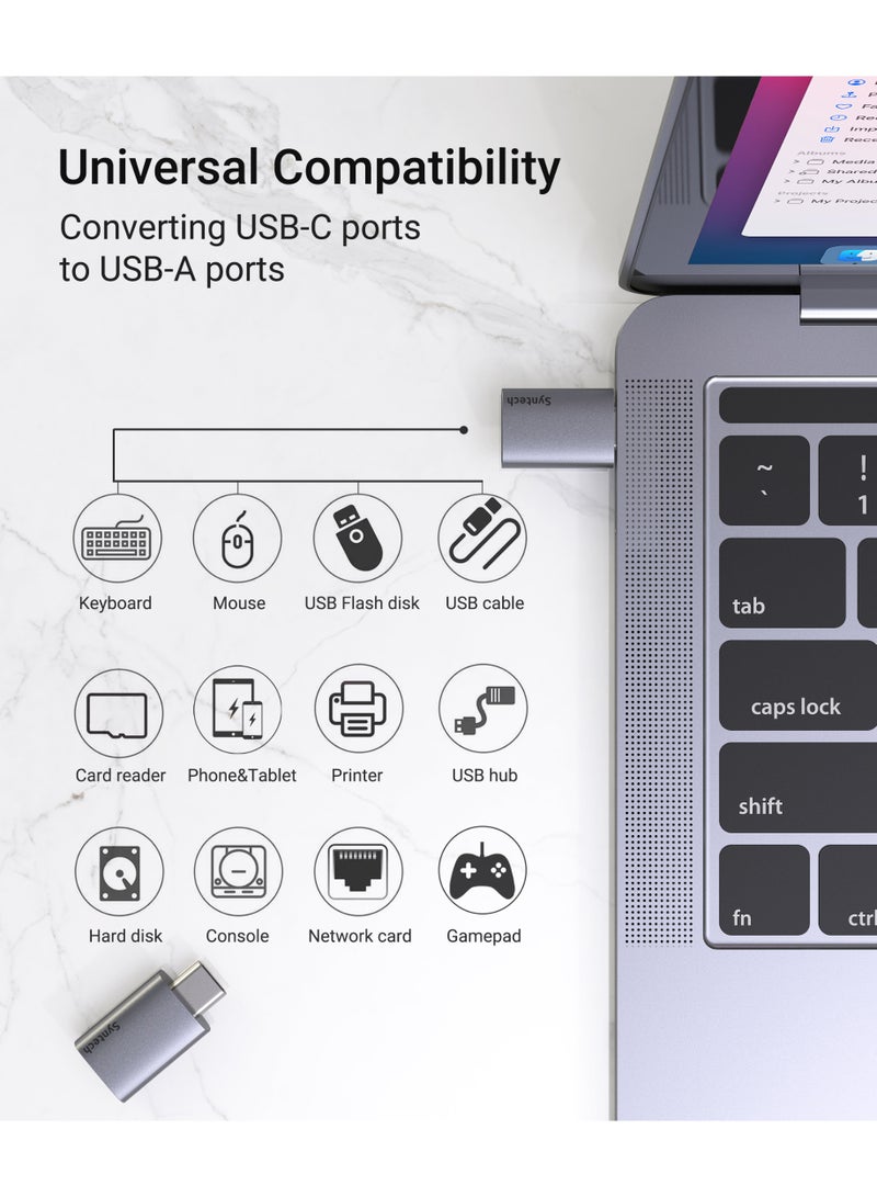سينتيك محولات Syntech (حزمة من قطعتين) من USB-C إلى USB 3.2 (الجيل الثاني) - سرعة فائقة 10 جيجابت/ثانية - تصميم نحيف ومتجاور - متوافقة مع أجهزة iPhone 16 Pro Max/iPad/iMac/MacBook Pro و Thunderbolt 4/3 - Image 2