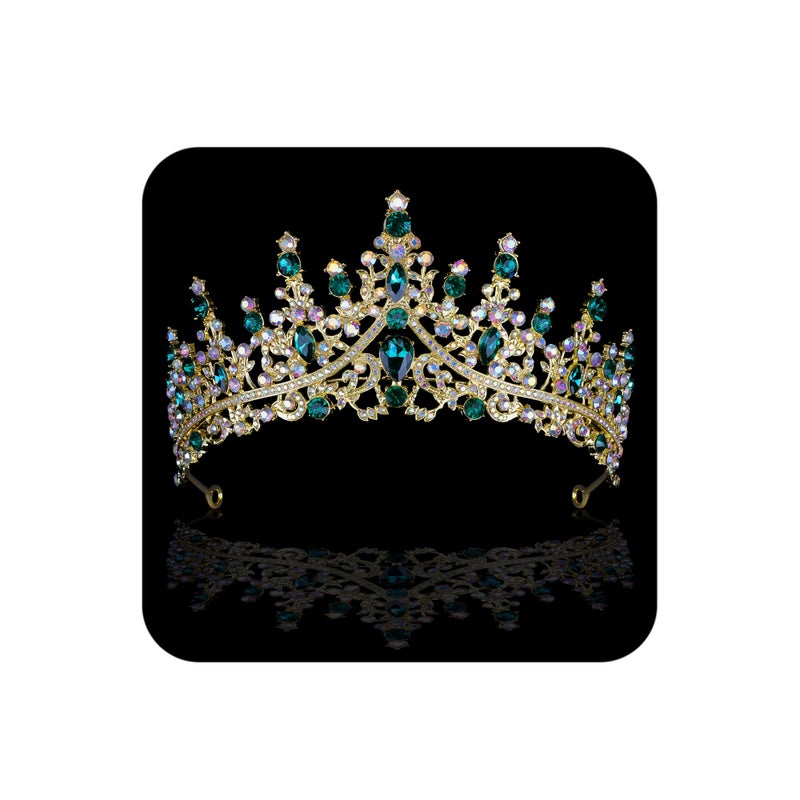 COCIDE Green Tiaras for Women Crown for Women Emerald Quinceanera Dress Headbands for Queen Halloween Cosplay Birthday Pageant Bride Headpieces Hair Accessories - Image 1