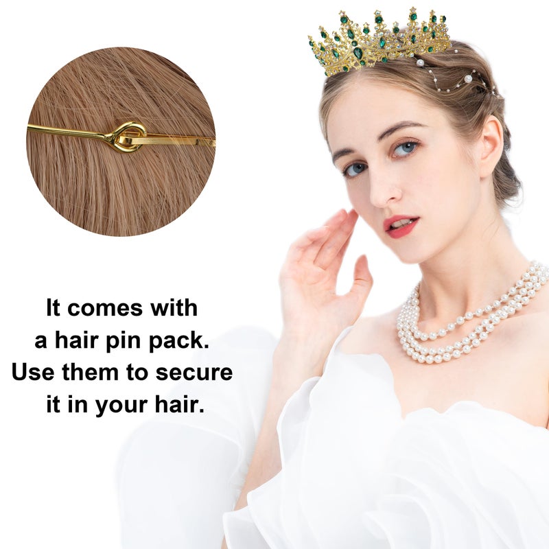 COCIDE Green Tiaras for Women Crown for Women Emerald Quinceanera Dress Headbands for Queen Halloween Cosplay Birthday Pageant Bride Headpieces Hair Accessories - Image 4