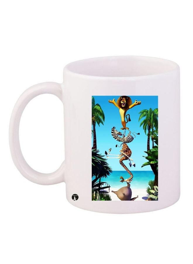 RYN Animal Printed Coffee Mug White/Blue/Green 11ounce