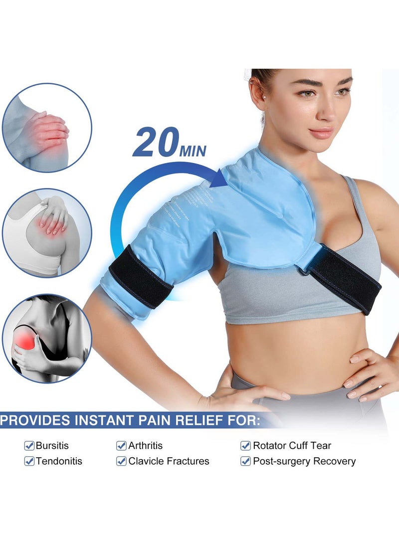 Excefore Ice Pack for Shoulders, Reusable Gel Cold Compress Shoulder Wraps for Rotator Cuff Injuries, Swelling, Upper Back Pain Relief, Compression Brace for Injuries  - Image 2
