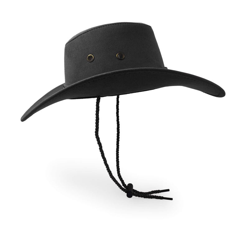 UltraKey Cowboy Hat, Sun Hat Faux Felt Leather Suede Travel Cap Western Hat Outdoor Sun Protect Black - Image 4
