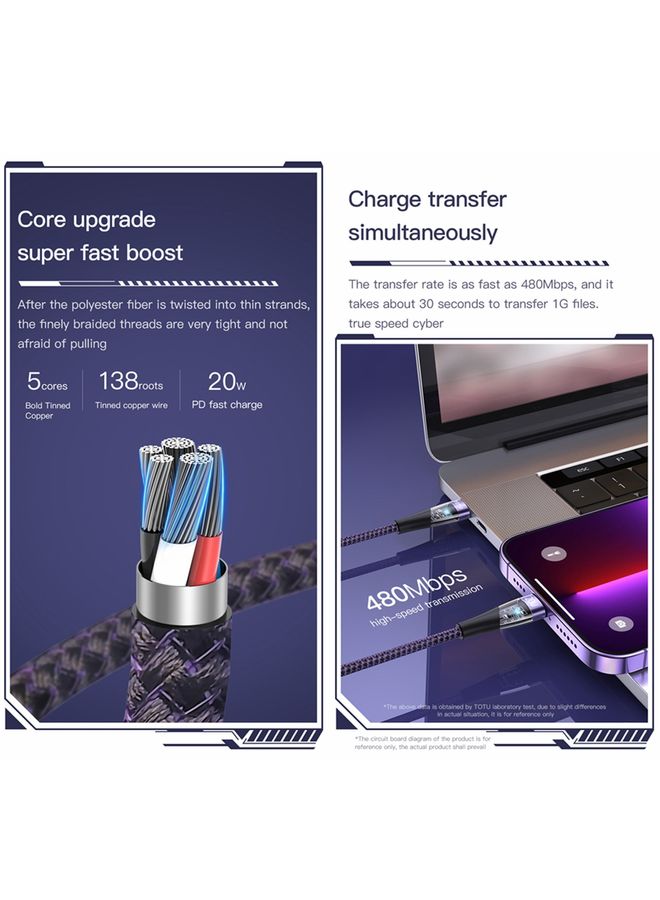 TOTU BT-018 Ming Series 5A USB to USB-C / Type-C Fast Charging Data Cable, Length:1.5m(Purple) - Image 5