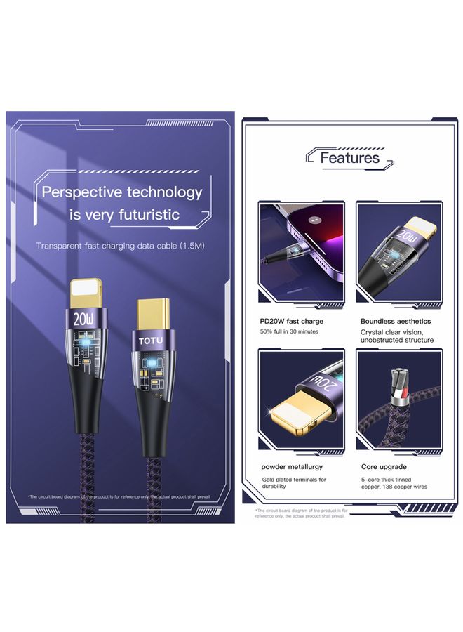TOTU BT-018 Ming Series 5A USB to USB-C / Type-C Fast Charging Data Cable, Length:1.5m(Purple) - Image 2