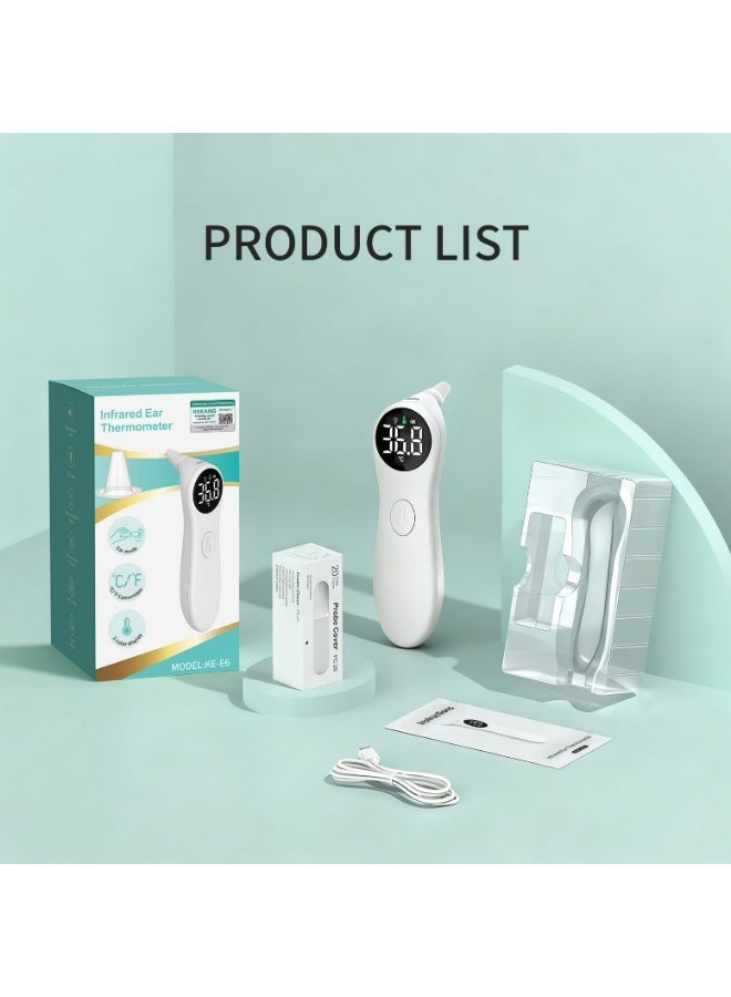 RUKYU Infrared Ear & Forehead Thermometer Rechargeable Digital, Fast Temperature Reading Non-Contact Thermometer with LCD Display for Babies, Kids and Adults - Image 1