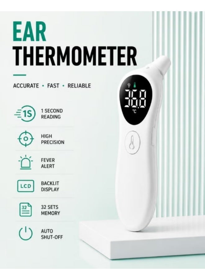 RUKYU Infrared Ear & Forehead Thermometer Rechargeable Digital, Fast Temperature Reading Non-Contact Thermometer with LCD Display for Babies, Kids and Adults - Image 3